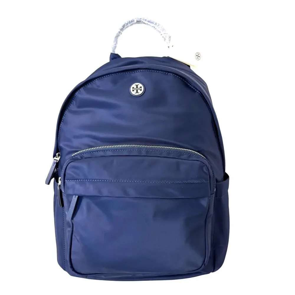 Tory Burch Navy Nylon Zip-Front Backpack new